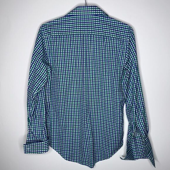 Rhodes & Beckett Green/Blue Plaid Long Sleeve‎ Dress Shirt Size 42 / 16.5 Slim - Picture 4 of 6